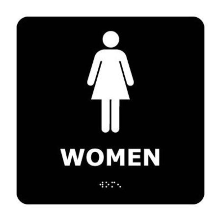 NATIONAL MARKER CO Graphic Braille Sign - Women - Black ADA2WBK